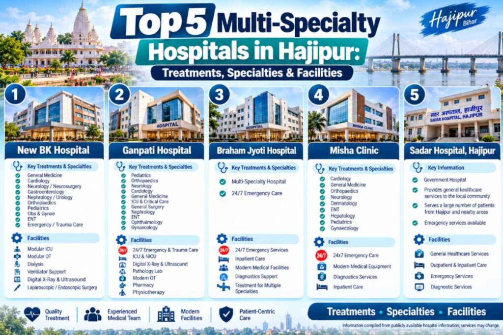 Top 5 Multi-Specialty Hospitals in Hajipur: Treatments, Specialties & Facilities